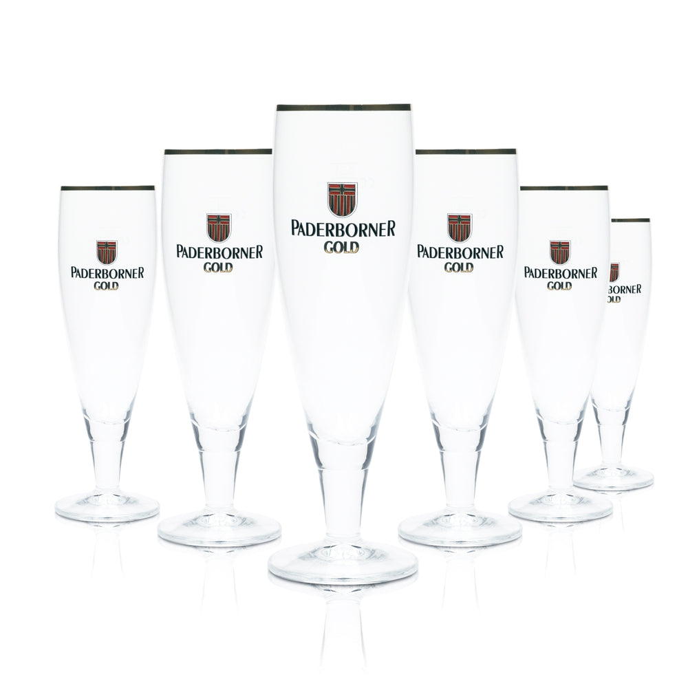 6x Paderborner Bier Glas 0,3l Pokal Goldrand Ritzenhoff Gläser Tulpe Stielglas