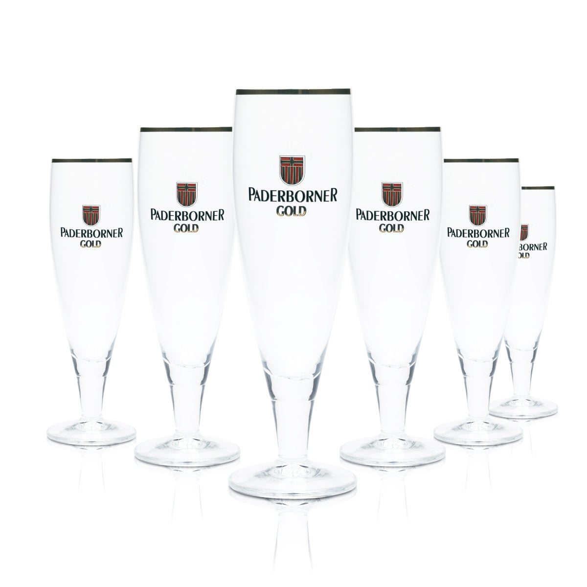 6x Paderborner Bier Glas 0,3l Pokal Goldrand Ritzenhoff Gläser Tulpe Stielglas