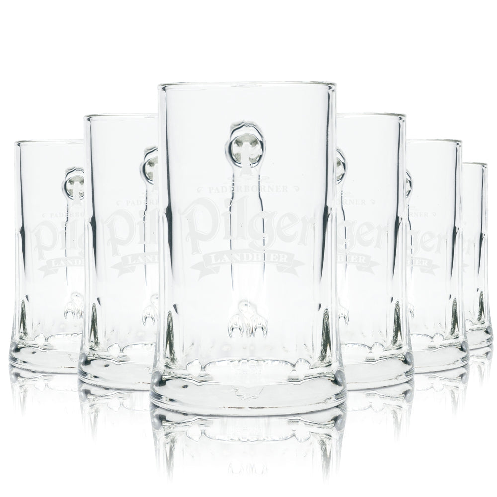 6x Paderborner Pilger Bier Glas 0,3l Krug Salzburg Seidel Landbier Henkel Gläser