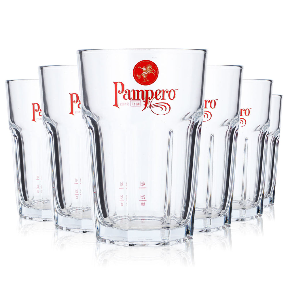 6x Pampero Rum Glas Tumbler Rumgläser Longdrinkglas 2cl + 4cl