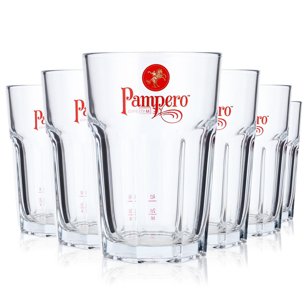 6x Pampero Rum Glas Tumbler Rumgläser Longdrinkglas 2cl + 4cl
