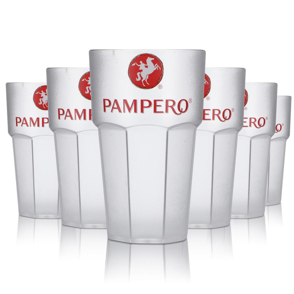 6x Pampero Rum, Gläser Acryl Kunststoffbecher tranparente Ausführung