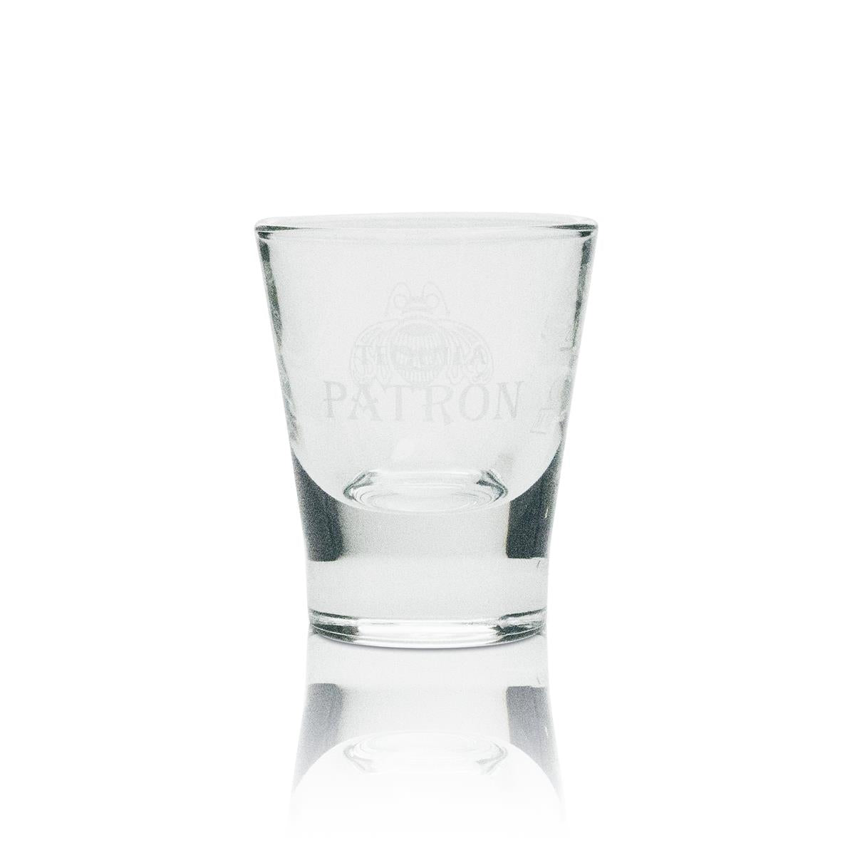 6x Patron Tequila Glas Shot weiße Schrift – Ansicht 2