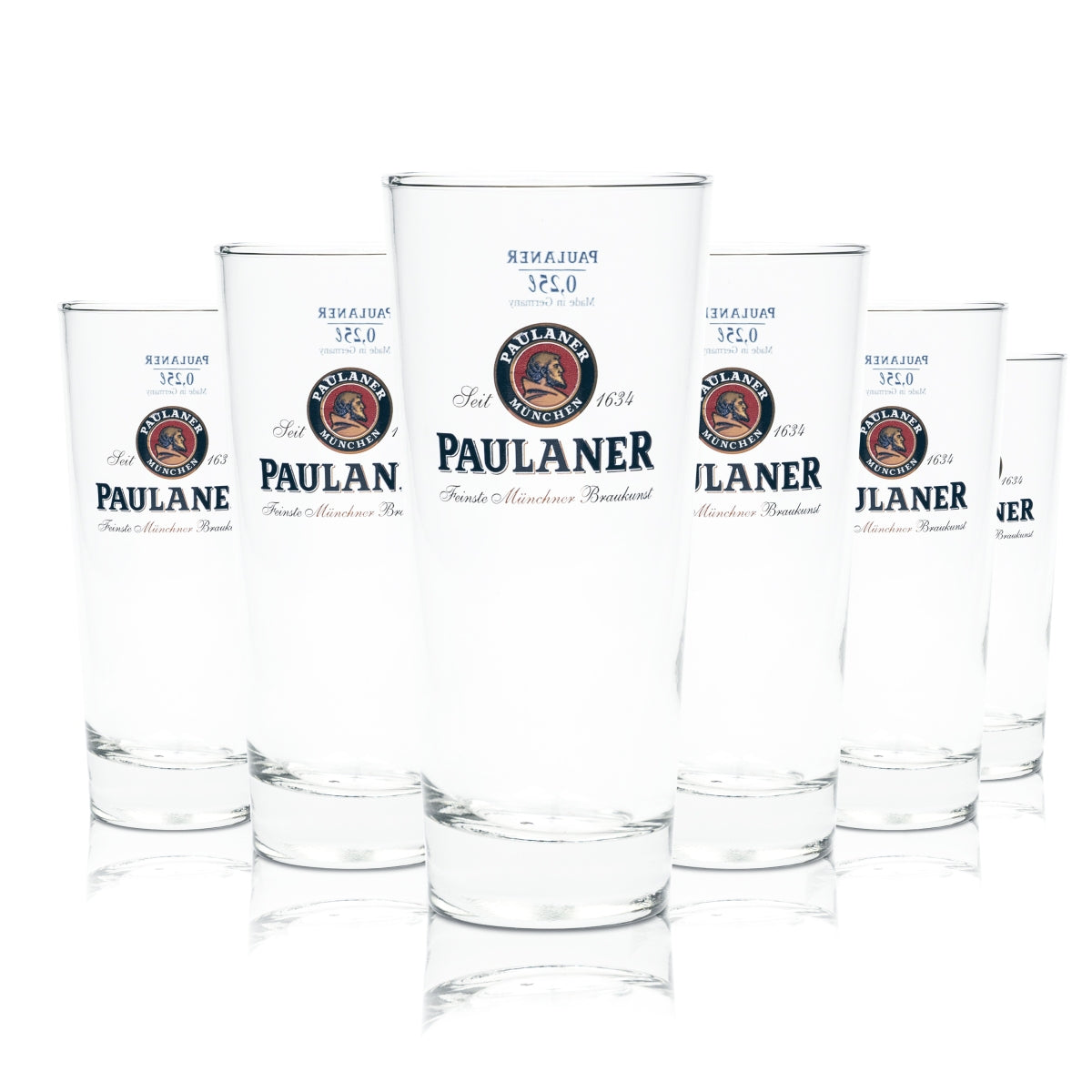 6x Paulaner Bier Glas 0,25l Becher Willi Gläser Cup Brauerei Beer Tulpe Pokal