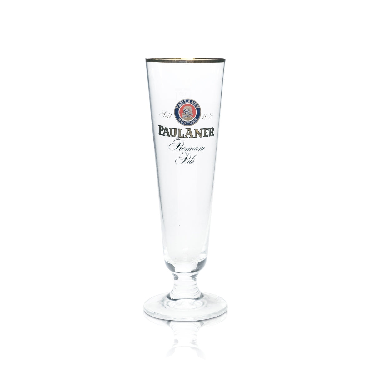 6x Paulaner Bier Glas 0,25l Pokal Tulpe Goldrand Gläser Pils Gastro Brauerei Bar – Ansicht 4