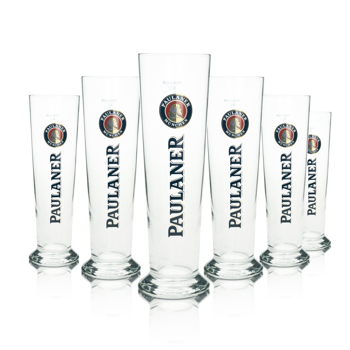 6x Paulaner Bier Glas Weizen 0,5l Logo mit Gold Rastal