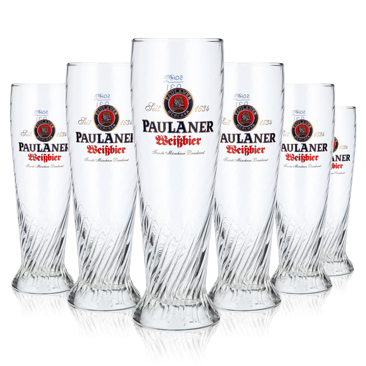 6x Paulaner Weissbier Biergläser Weissbierglas Relief Bierglas 0,3l gold