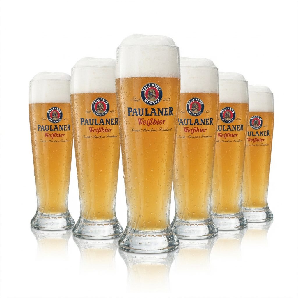 6x Paulaner Weißbier Glas 0,3l Hefe Kristall Weizen Gläser München Bayern Gastro – Ansicht 2