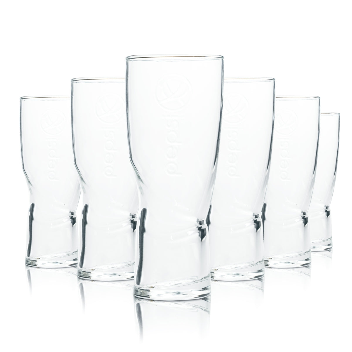 6x Pepsi Glas 0,2l Cola Becher Relief Gläser Kontur Schwing Retro Coke Swirl Max