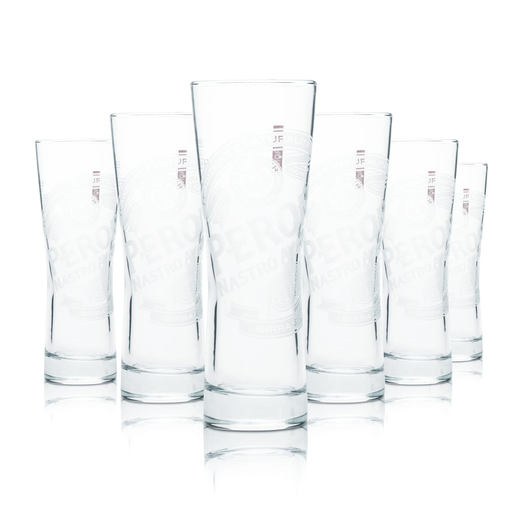 6x Peroni Bierglas 0,2l Signature Pokalgläser Nastro Azzuro Brauerei Italien