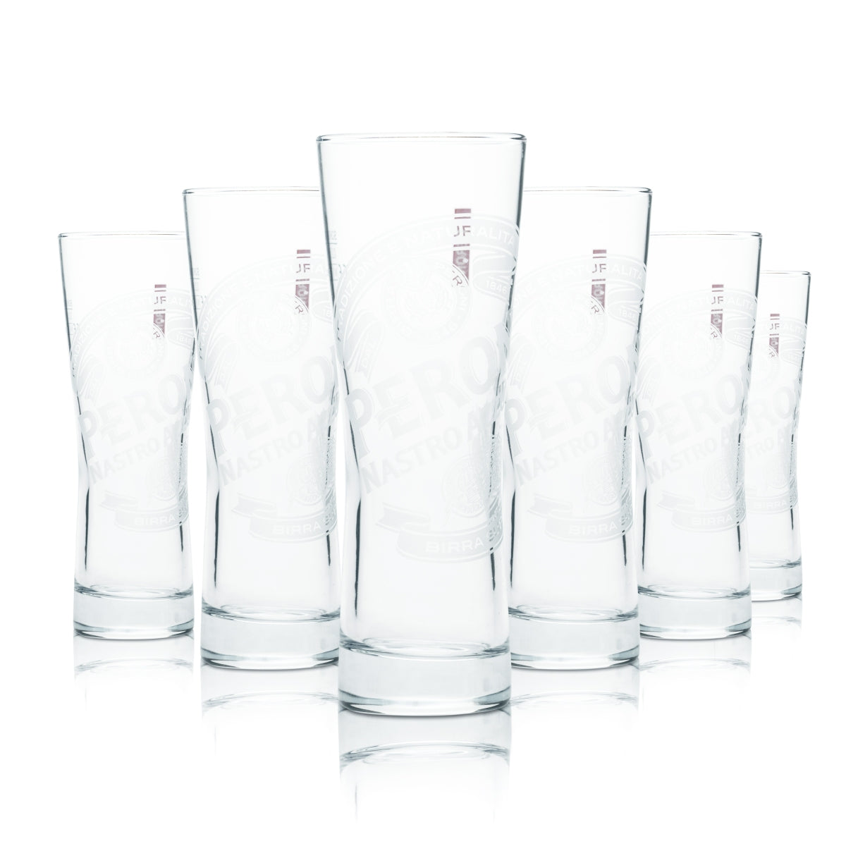 6x Peroni Bierglas 0,2l Signature Pokalgläser Nastro Azzuro Brauerei Italien