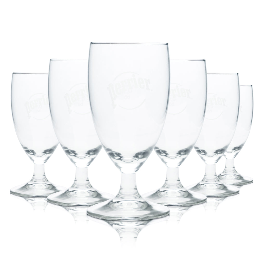 6x Perrier Wasser Glas 0,1l Pokal Kelch Gläser Mineral Quelle Sprudel Gastro Bar