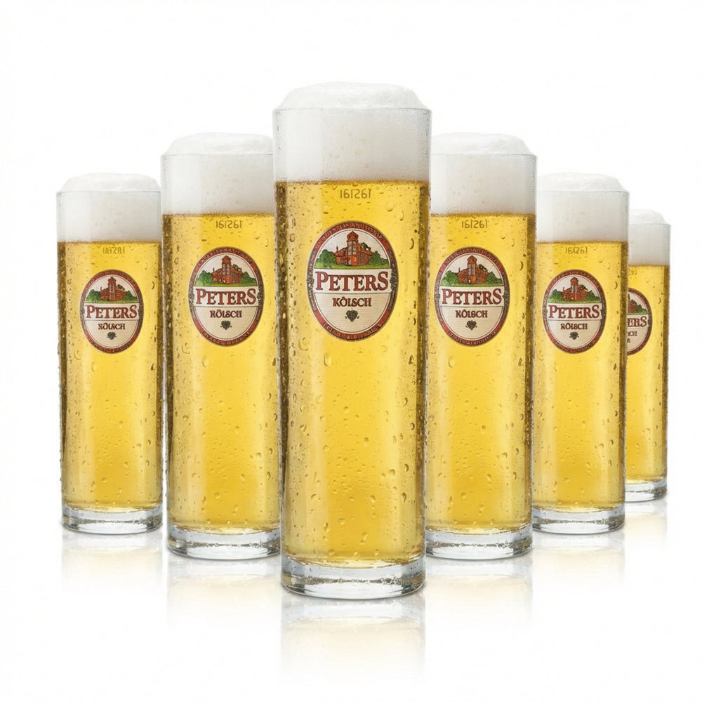 6x Peters Kölsch Bierglas 0,2l Kölsch Stange Gläser Set Altbiergläser Brauerei