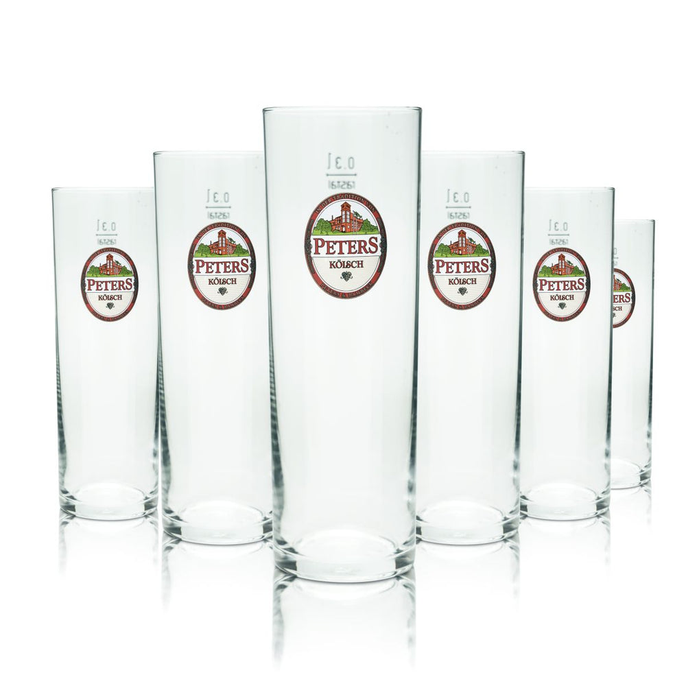 6x Peters Kölsch Bierglas 0,3l Kölschstange Altbier Gläser Set Brauerei Köln