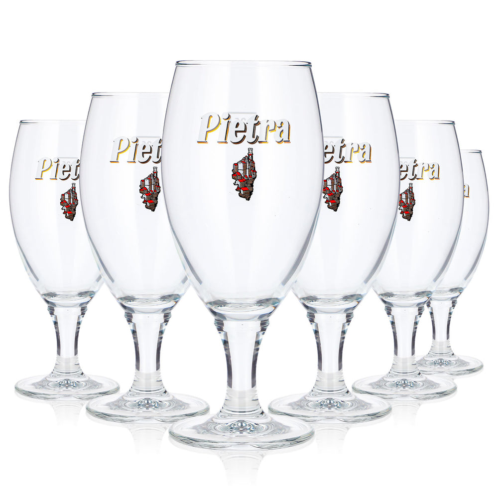 6x Pietra Bier Glas 0,25l Tulpe weißes Logo Pokal Luna Bierglas (6er Set)