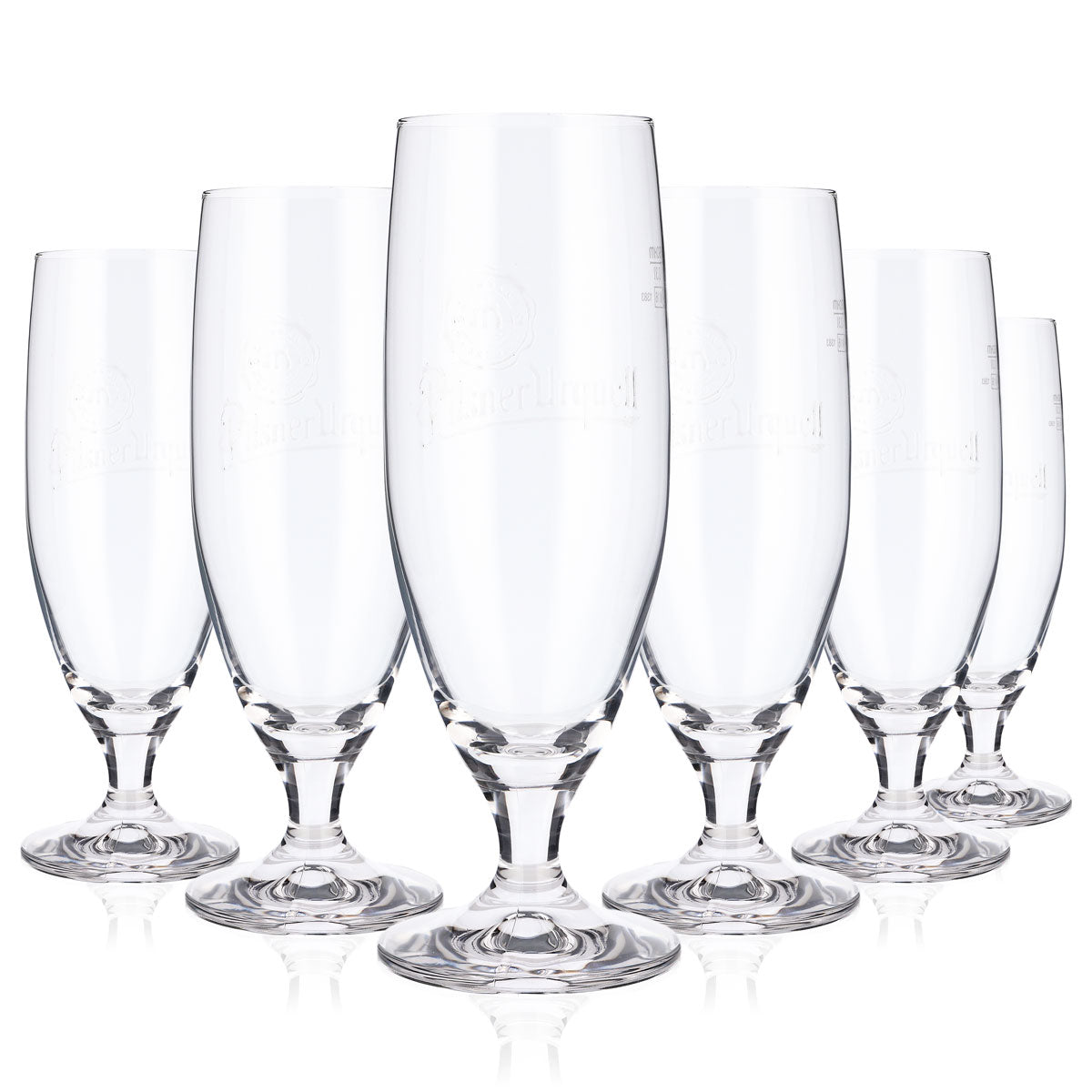 6x Pilsener Urquell Bierpokal Biergläser 0,3l Bierglas Relief Fußprägung