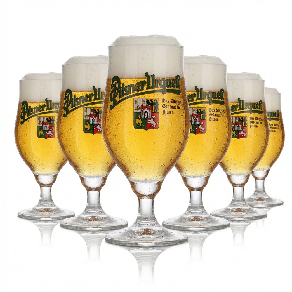 6x Pilsner Urquell Glas 0,2l Pokal Pilstulpe Original Pilsen Gläser Set Brauerei
