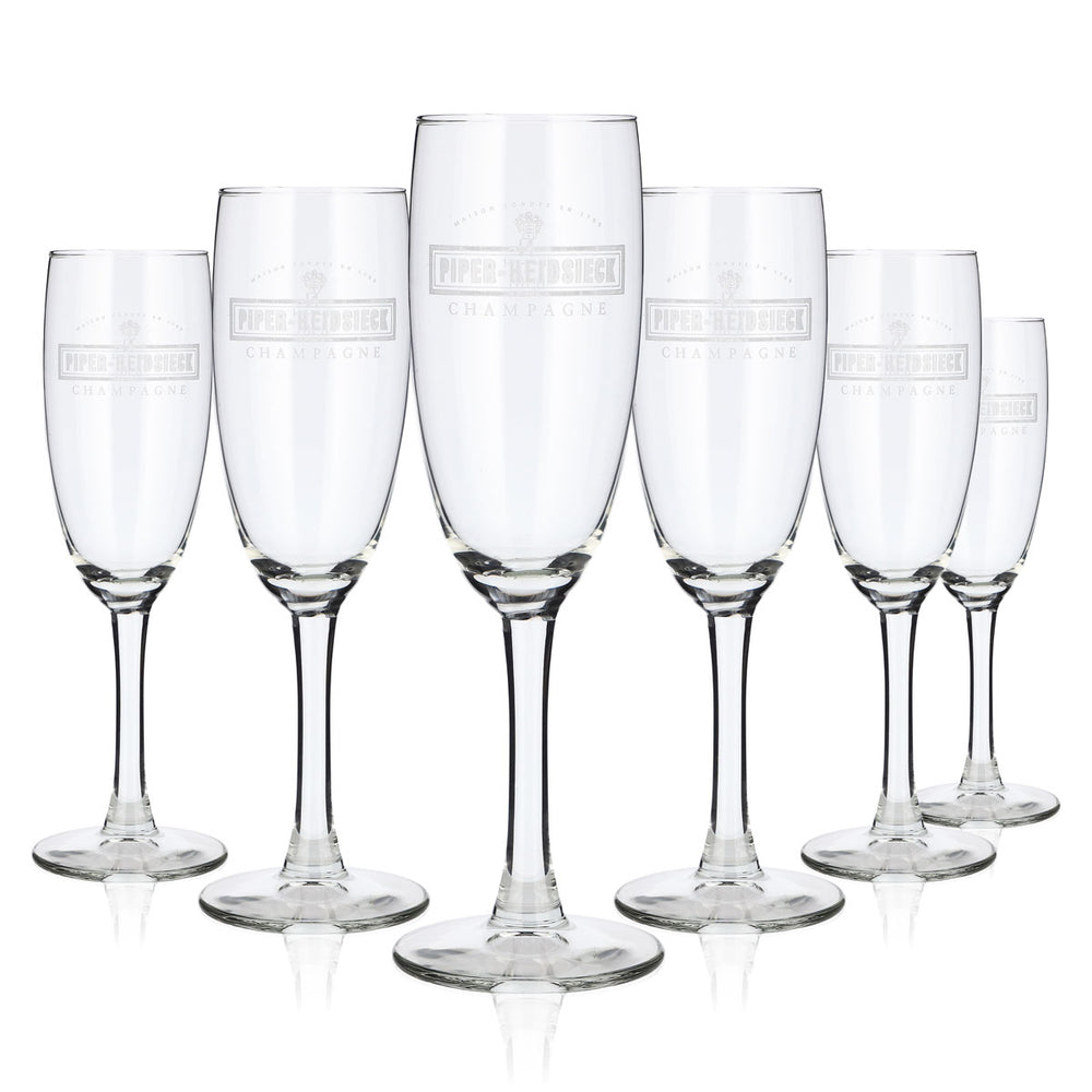 6x Piper-Heidsieck Champagner Glas 0,1l weißes Logo (6er Set)