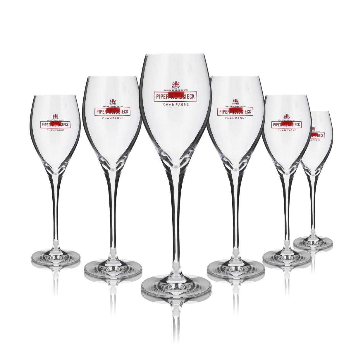 6x Piper Heidsieck Champagner Glas 0,21l Flöte Kelch Gläser Set Sekt Secco Wein