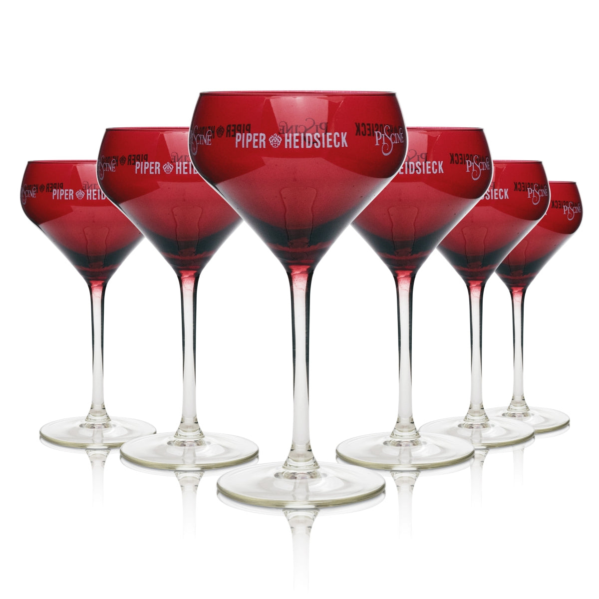 6x Piper-Heidsieck Champagner Glas Piscine Flöte Rot