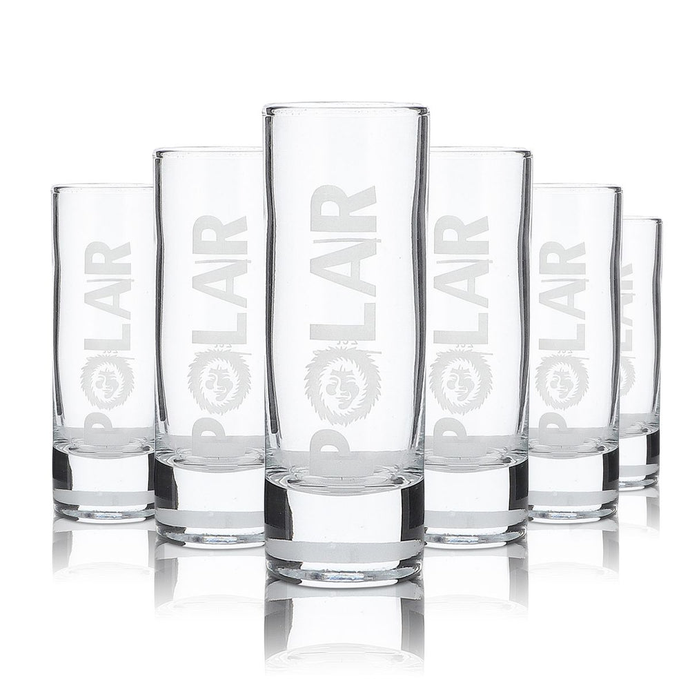 6x Polar Limes Vodka Glas Shotglas, Stamer, Kurzglas, weiß satiniert