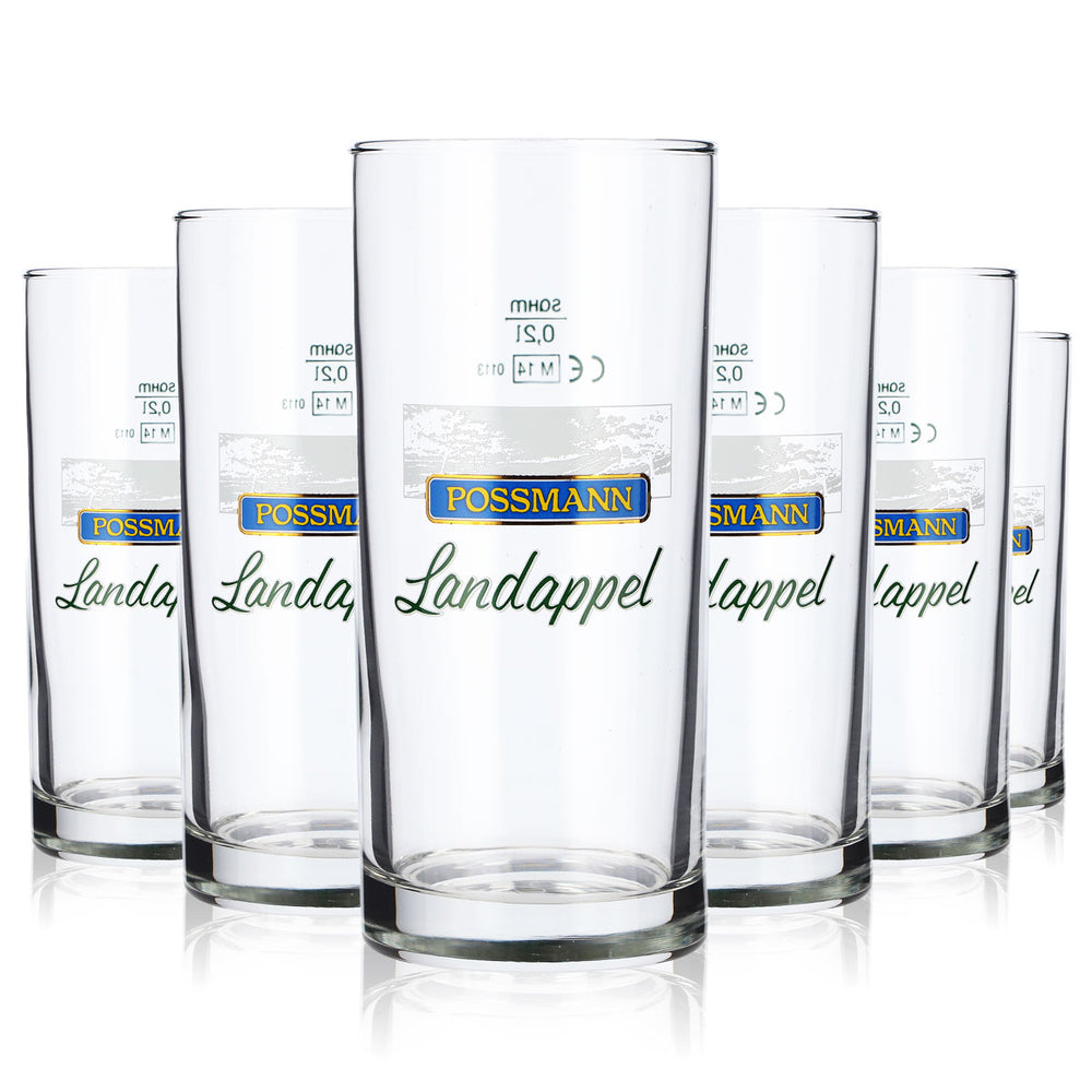 6x Possmann Apfelwein Glas Gläser 0,2l Becher "Landappel Sahm