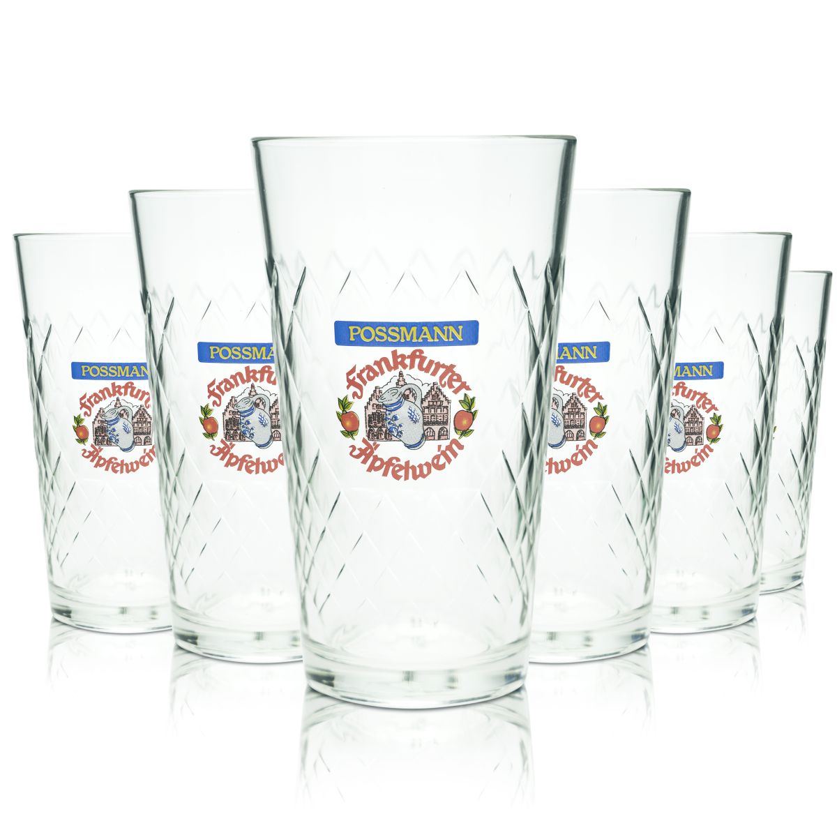 6x Possmann Apfelweinglas 0,5l Willi Becher Glaskontur Gläser Set Most Cider