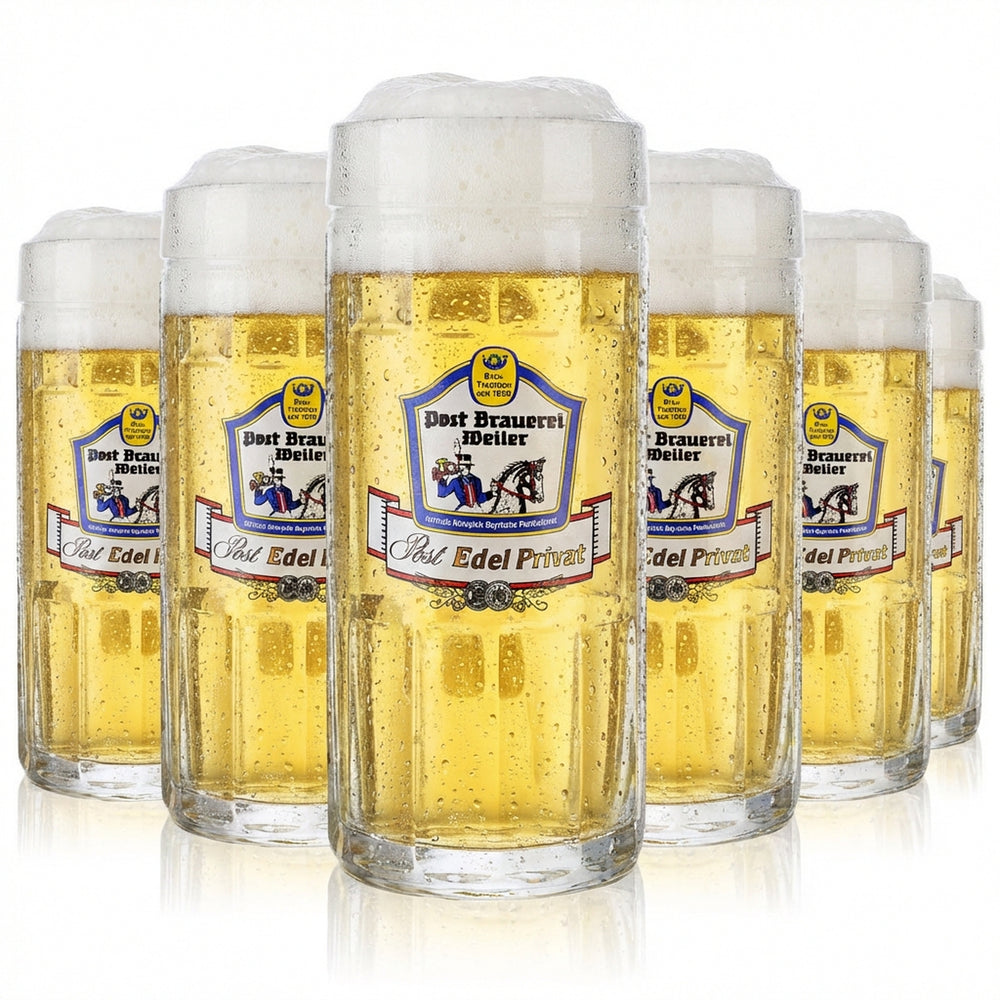6x Post Brauerei Weiler Bier Glas Bierseidel 0,4l Krug Rastal Fralkenstein