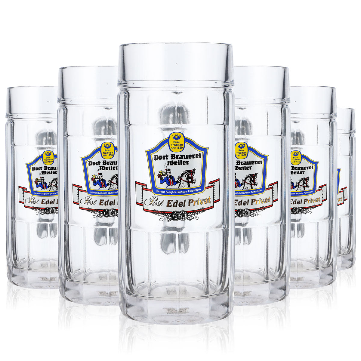 6x Post Brauerei Weiler Bier Glas Bierseidel 0,5l Krug Rastal Falkenstein – Ansicht 7