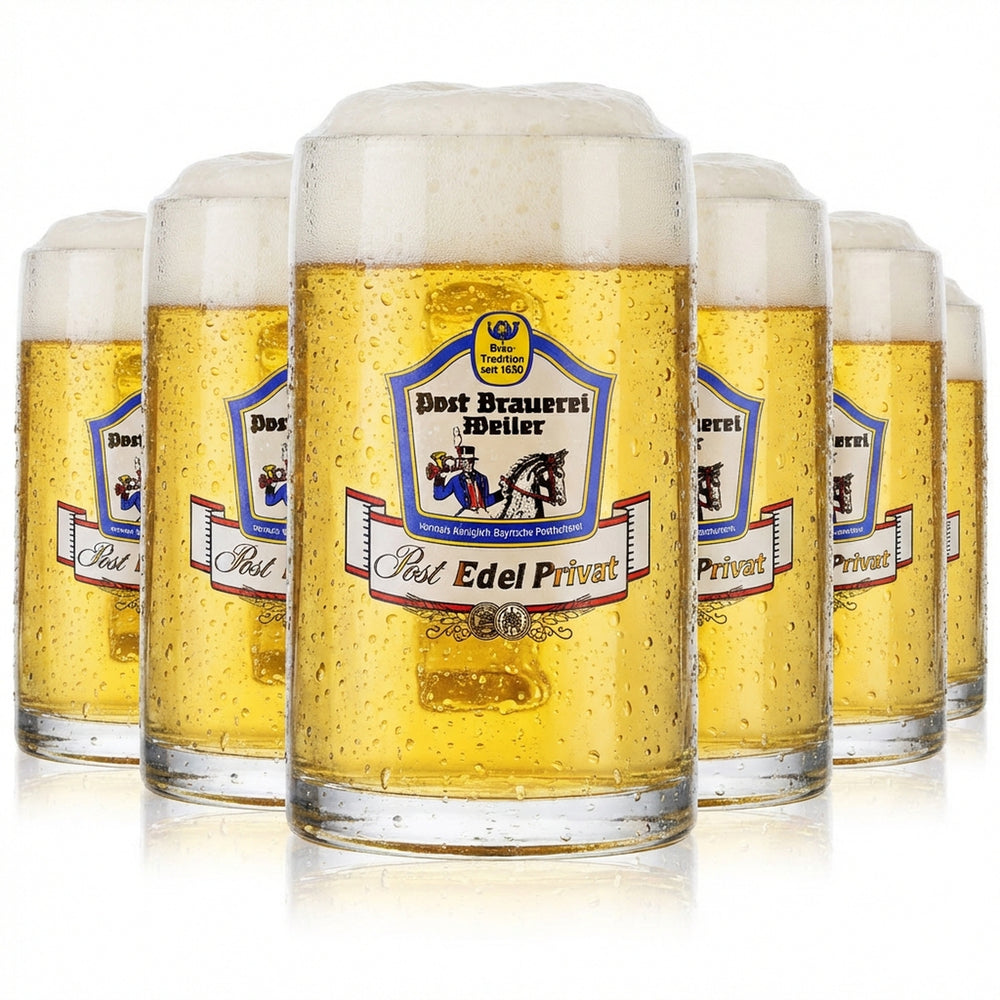 6x Post Brauerei Weiler Bierglas Bierseidel Gläser 0,3l Bierkrug