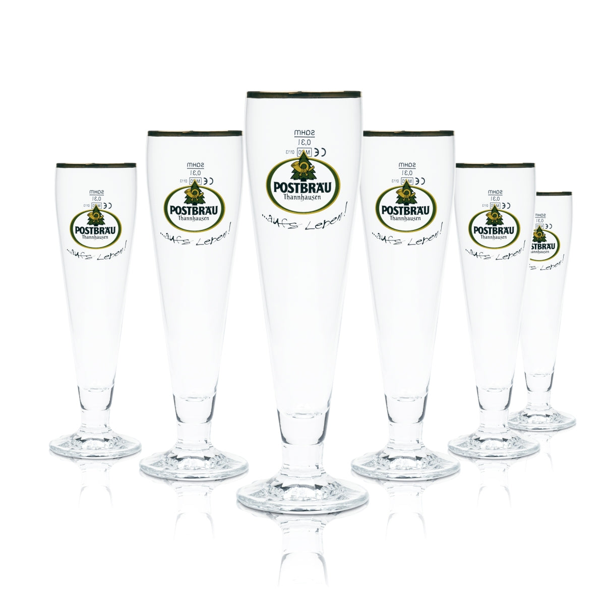 6x Postbräu Bier Glas 0,3l Pokal Tulpe Ferrara Thannhausen Gläser Brauerei Beer