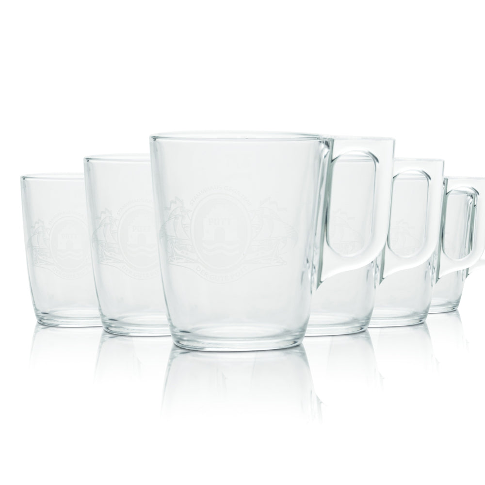 6x Pott Glühwein Glas 0,25l Thermo Henkel Tasse Punsch Gläser Weihnachtsmarkt
