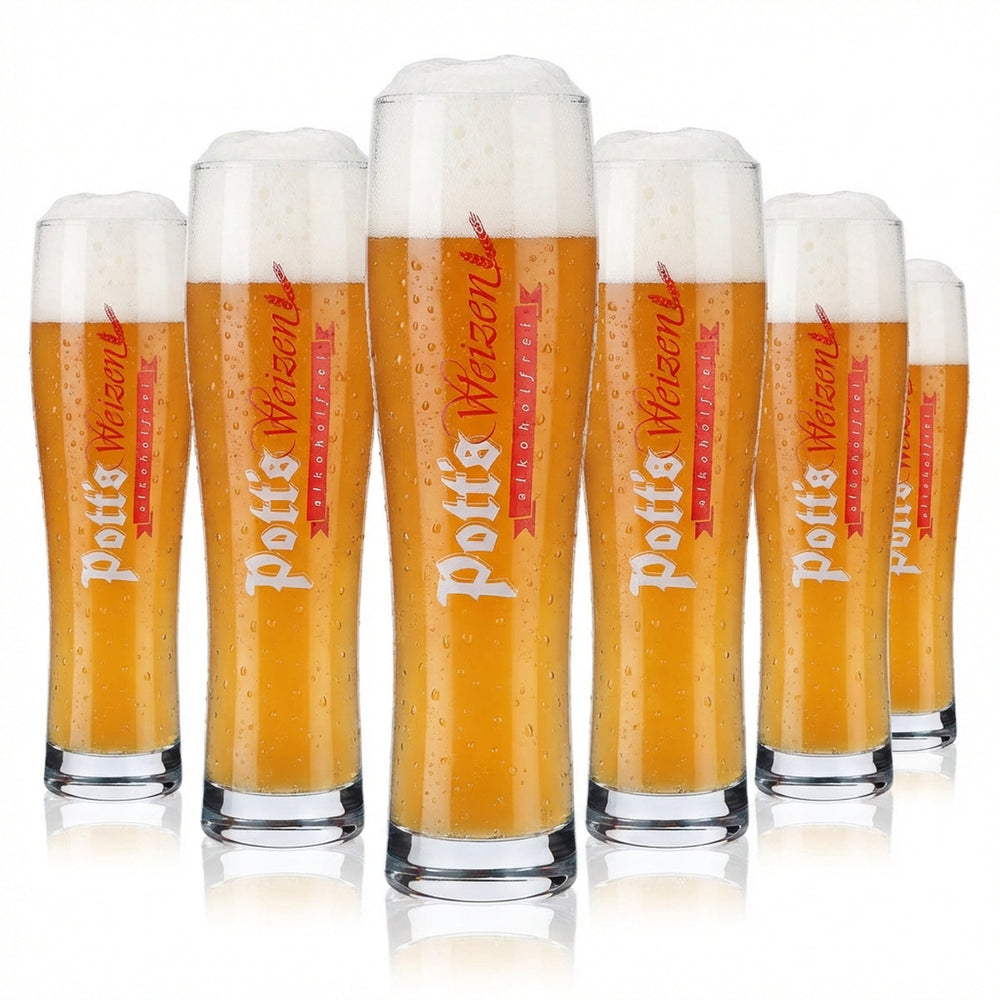 6x Potts Bier Glas 0,3l Weissbierglas Weizenglas Biergläser alkoholfrei