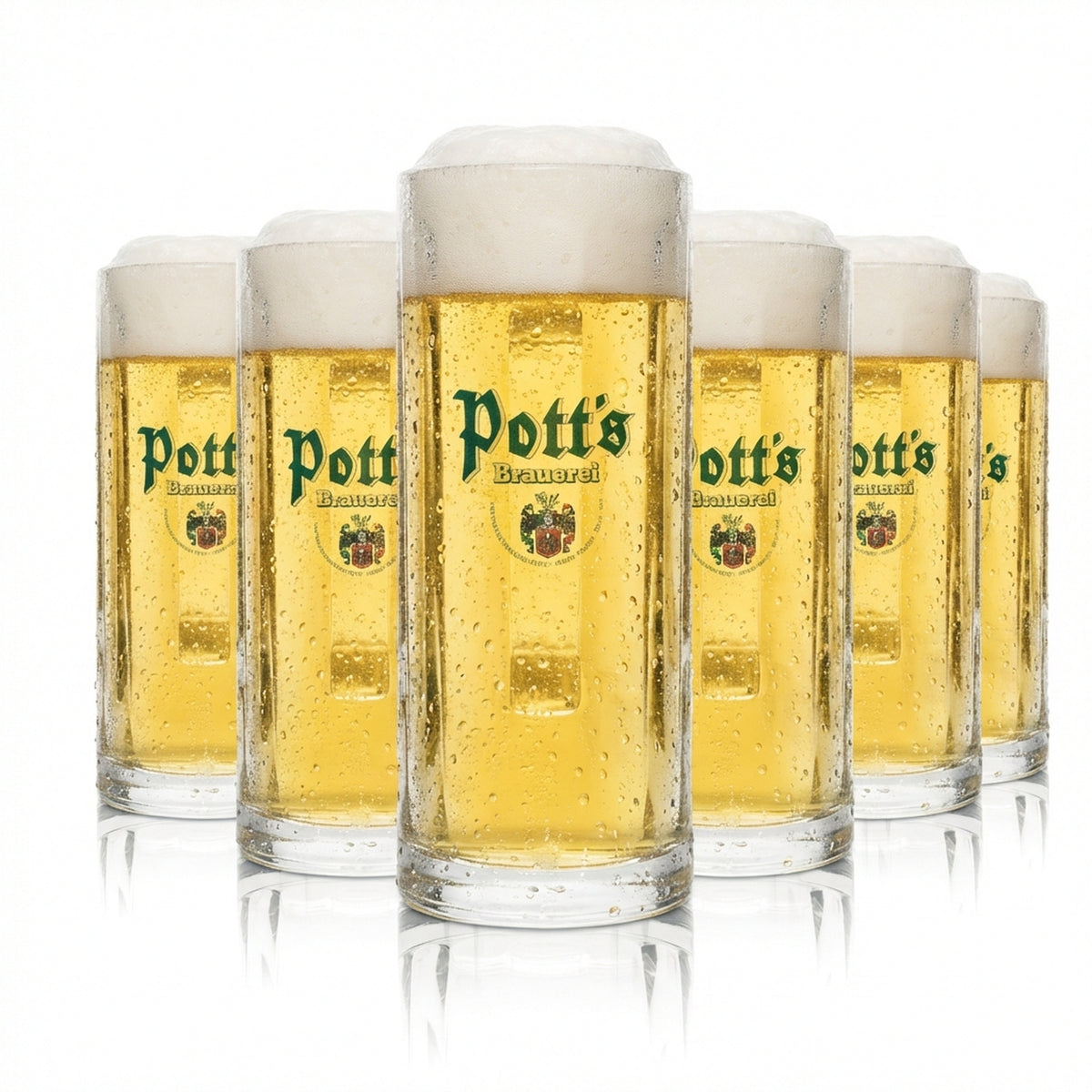 6x Potts Bier Glas 0,5l Krug geriffelt Rastal