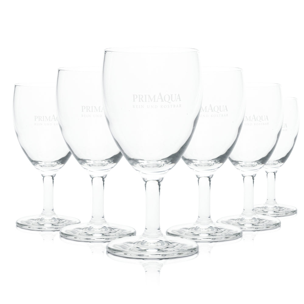 6x Prima Aqua Wasser Stielglas 0,1l Kelch Tulpe Flöte Mineral Soda Saft Gläser