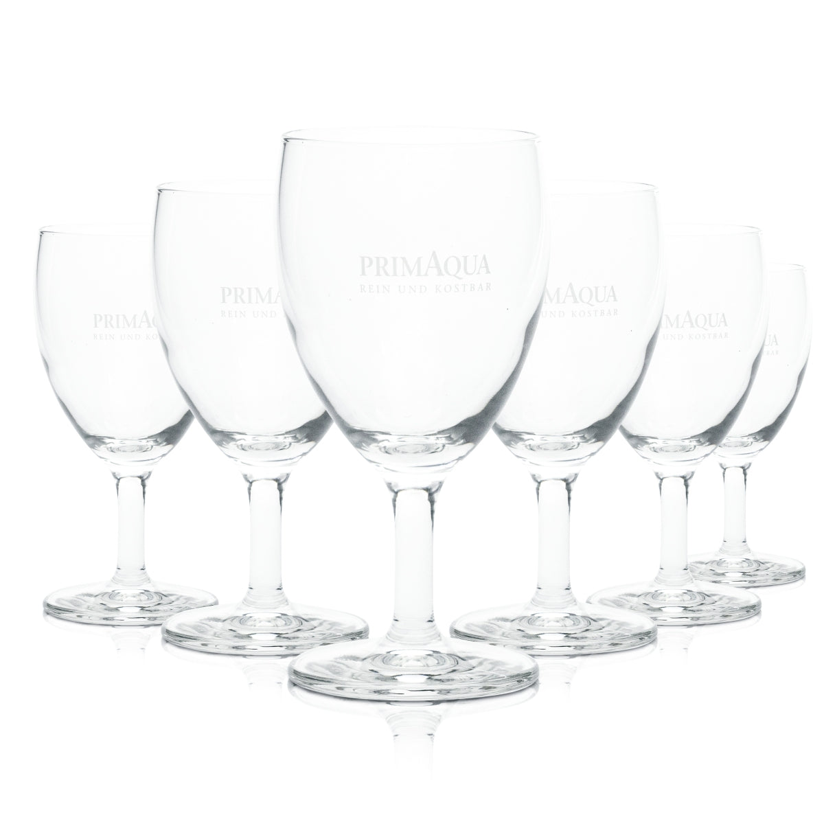 6x Prima Aqua Wasser Stielglas 0,1l Kelch Tulpe Flöte Mineral Soda Saft Gläser