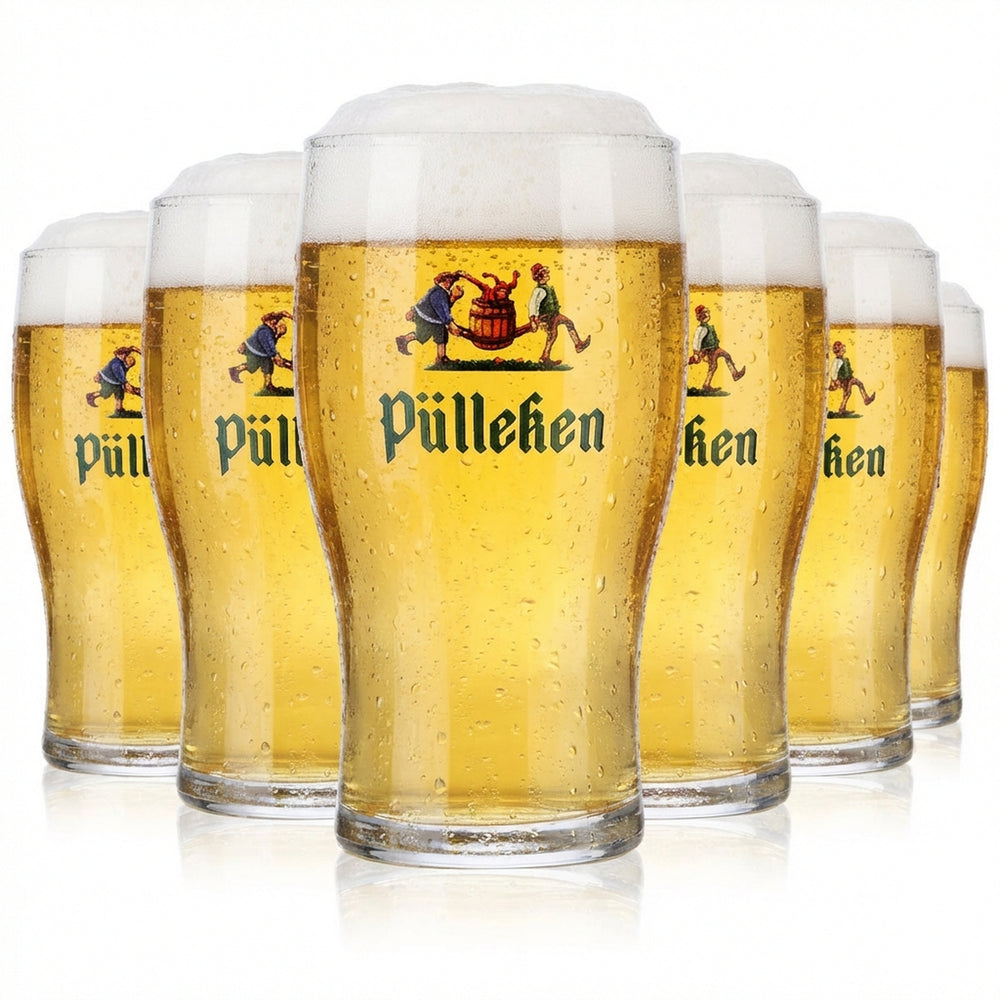 6x Pülleken Bier Glas 0,26l Willi-Becher Gläser Set Brauerei