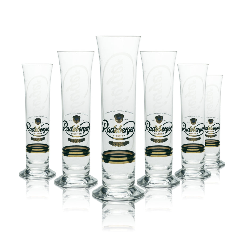 6x Radeberger Bier Glas 0,25l Pokal Logo Szene Gläser Tulpe Pilsener Gastro Bar