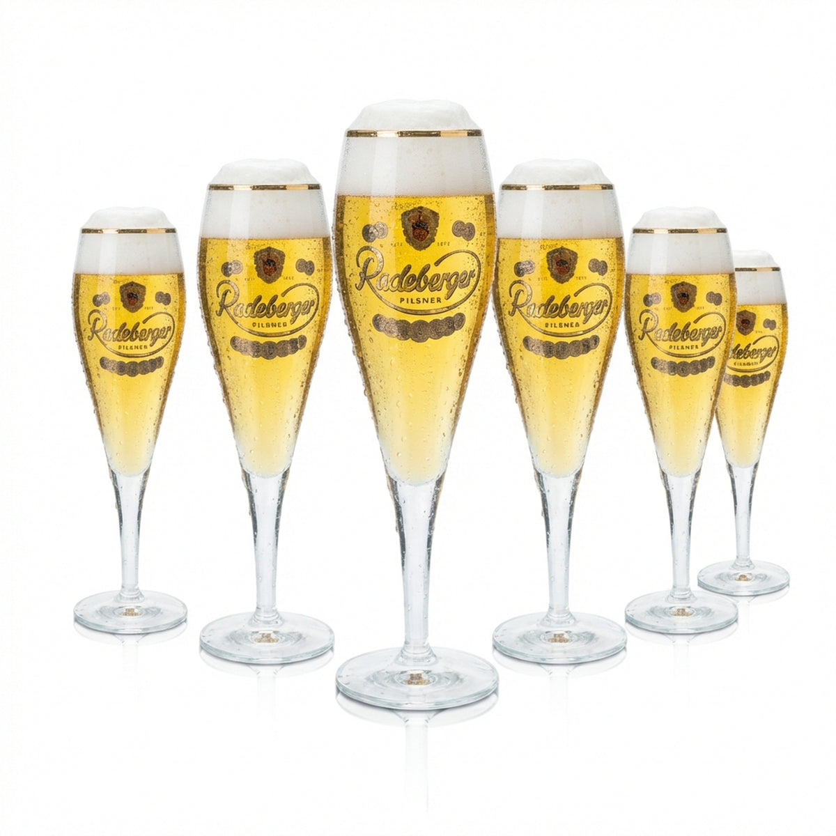 6x Radeberger Bier Glas 0,25l Pokal Tulpe Kupferrand Gläser Gastro Kneipe Pils