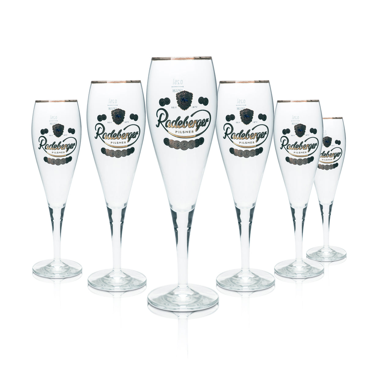 6x Radeberger Bier Glas 0,25l Pokal Tulpe Kupferrand Gläser Gastro Kneipe Pils – Ansicht 6