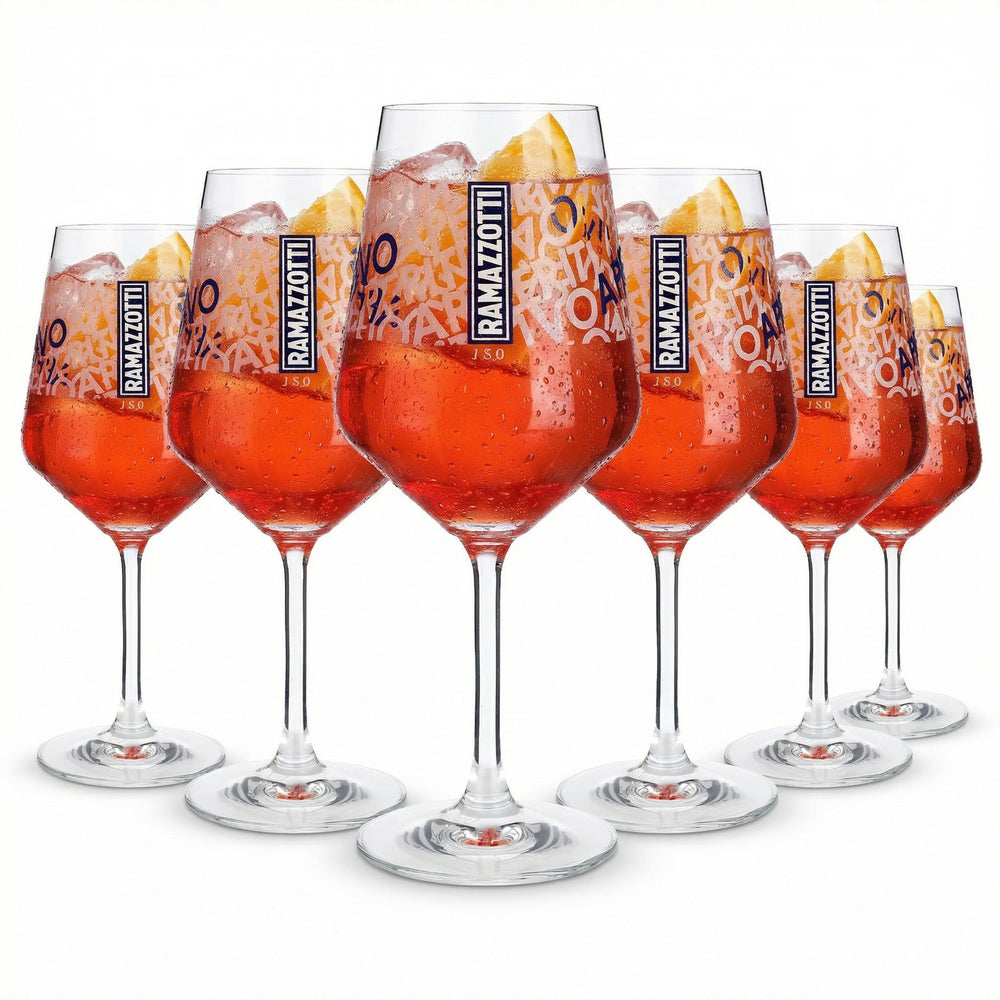 6x Ramazzotti Aperitivo Glas 0,5l geeicht Stielglas Cocktail Spritz Aufdruck