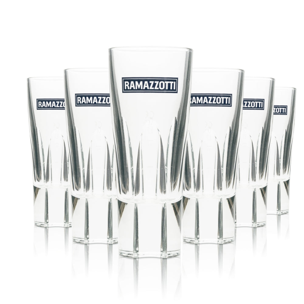 6x Ramazzotti Glas 0,15l Kontur Tumbler Longdrink Relief Gläser On Ice Amaro ITA