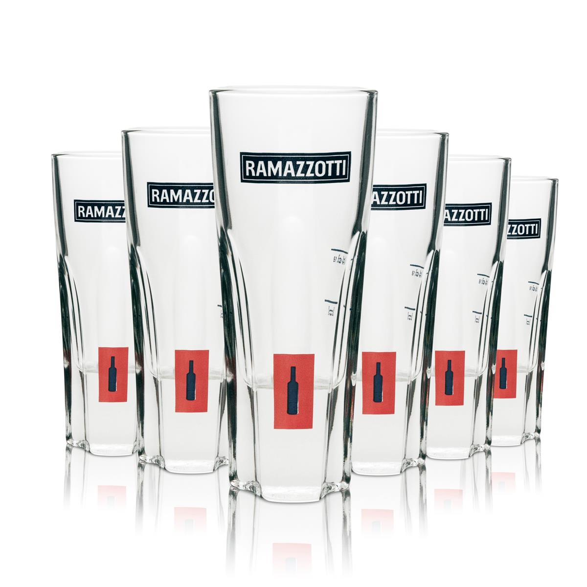 6x Ramazzotti Glas 0,15l Kontur Tumbler Relief Design Gläser Longdrink Amaro Ice