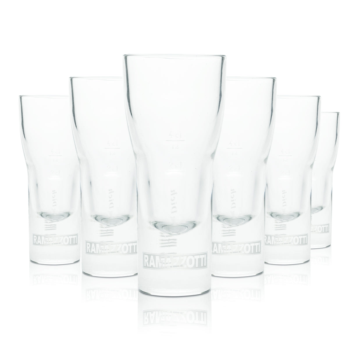 6x Ramazzotti Glas 0,15l Stamper Likör Schnaps Kurze Shot Gläser Gastro Amaro