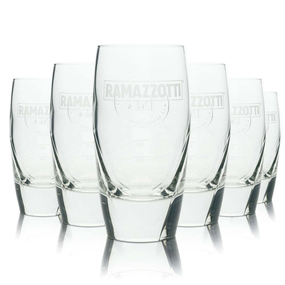 6x Ramazzotti Glas 0,2l Tumbler Crema Relief Gläser Gastro Amaro Cappucino 1815