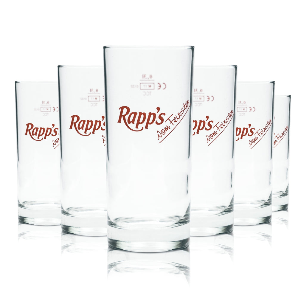 6x Rapps Glas 0,3l Becher Saft Mineral Wasser Softdrink Limo Gläser Gastro Eiche