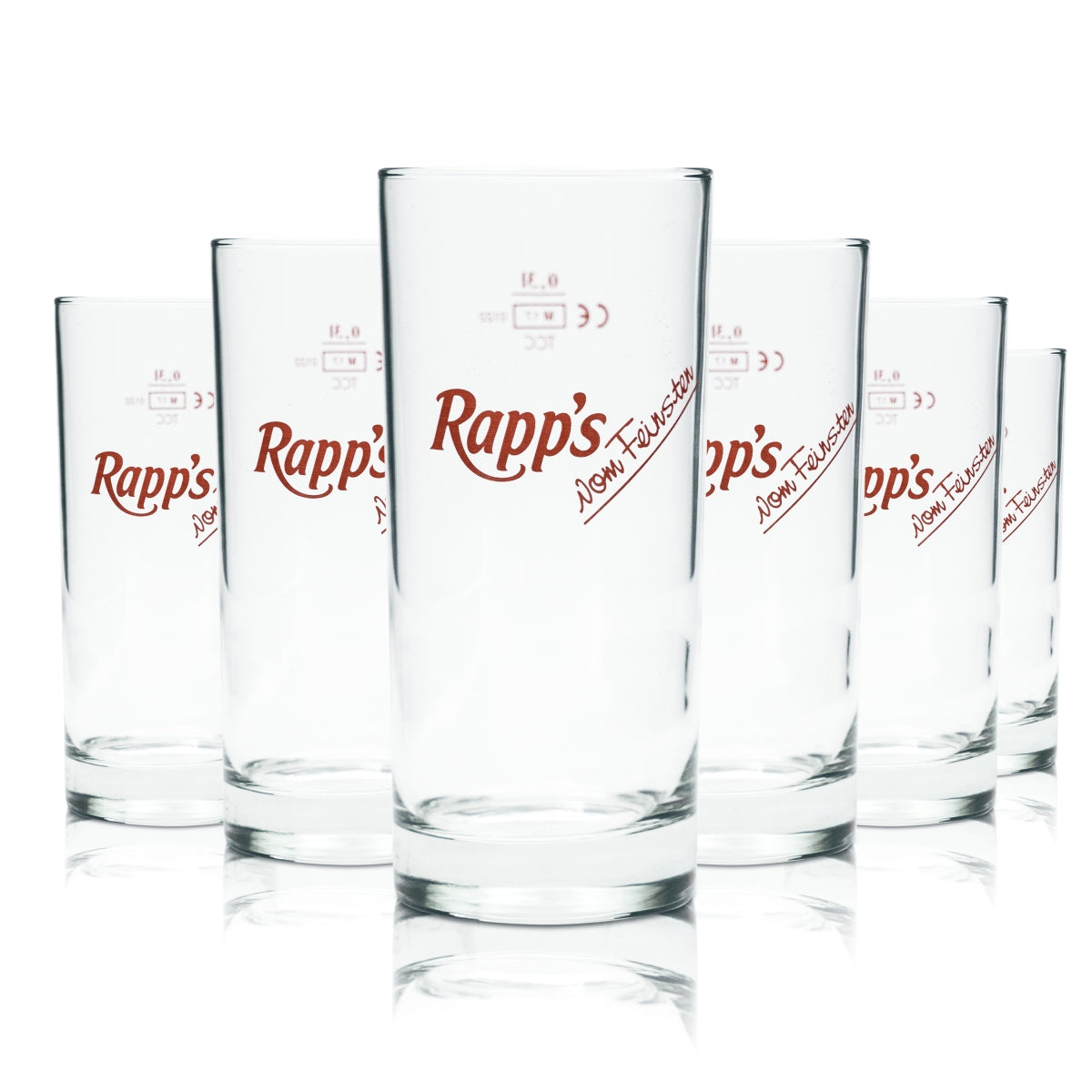 6x Rapps Glas 0,3l Becher Saft Mineral Wasser Softdrink Limo Gläser Gastro Eiche