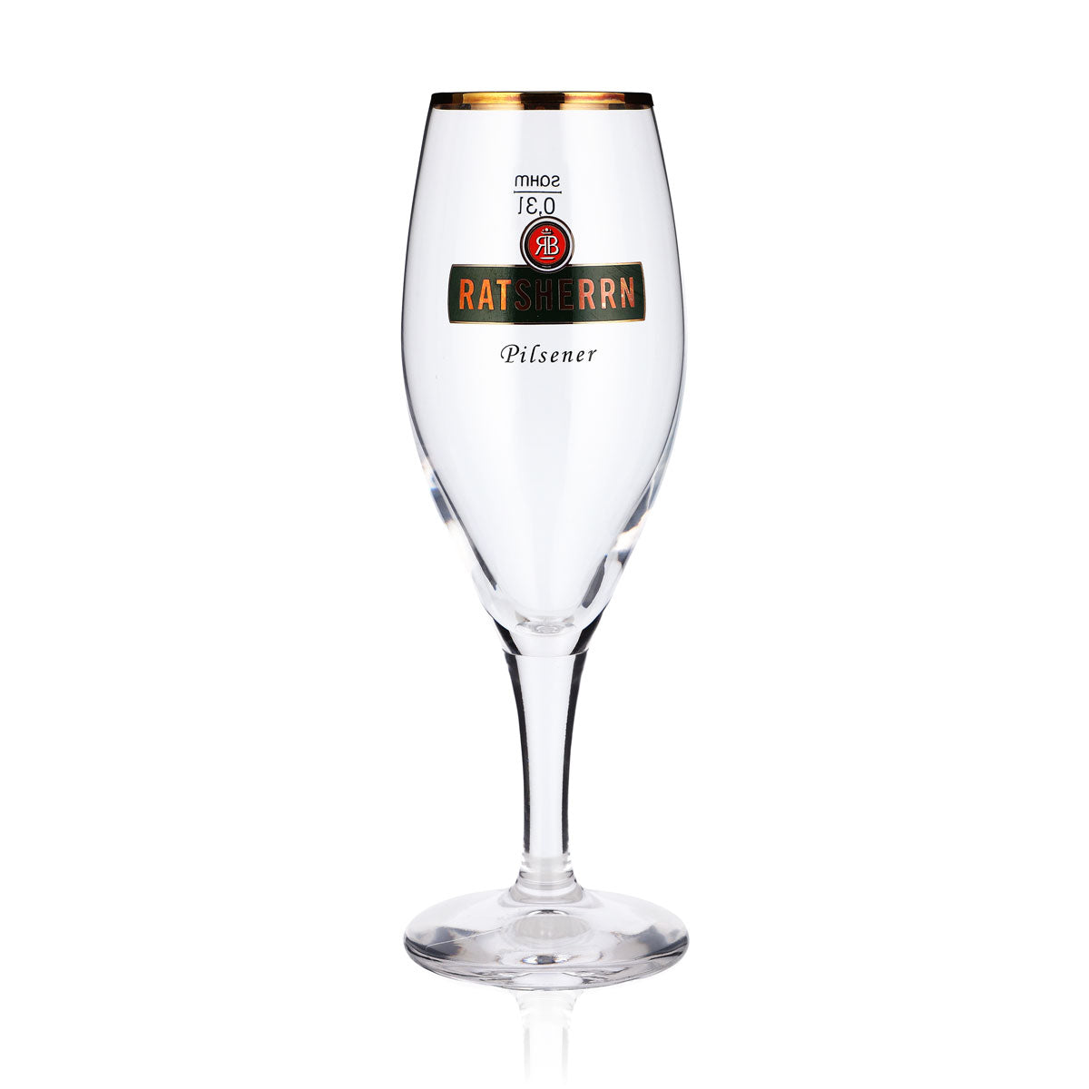 6x Ratsherrn Bier Glas 0,3l Pokalglas grünes Logo Pilsener Goldrand (6er Set) – Ansicht 2
