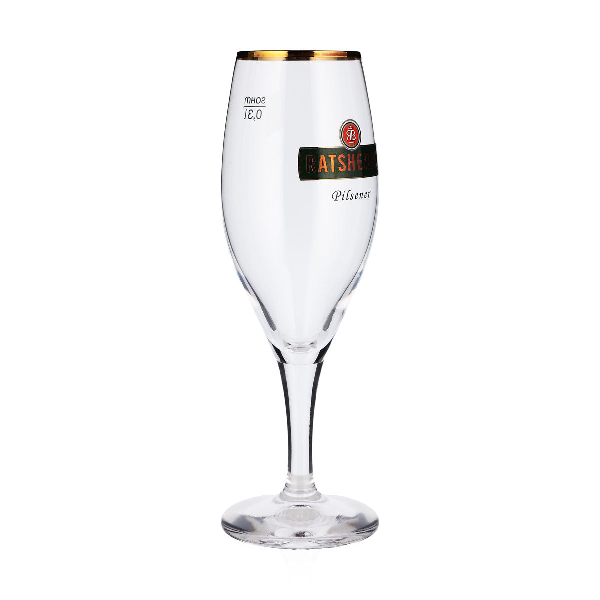 6x Ratsherrn Bier Glas 0,3l Pokalglas grünes Logo Pilsener Goldrand (6er Set) – Ansicht 3