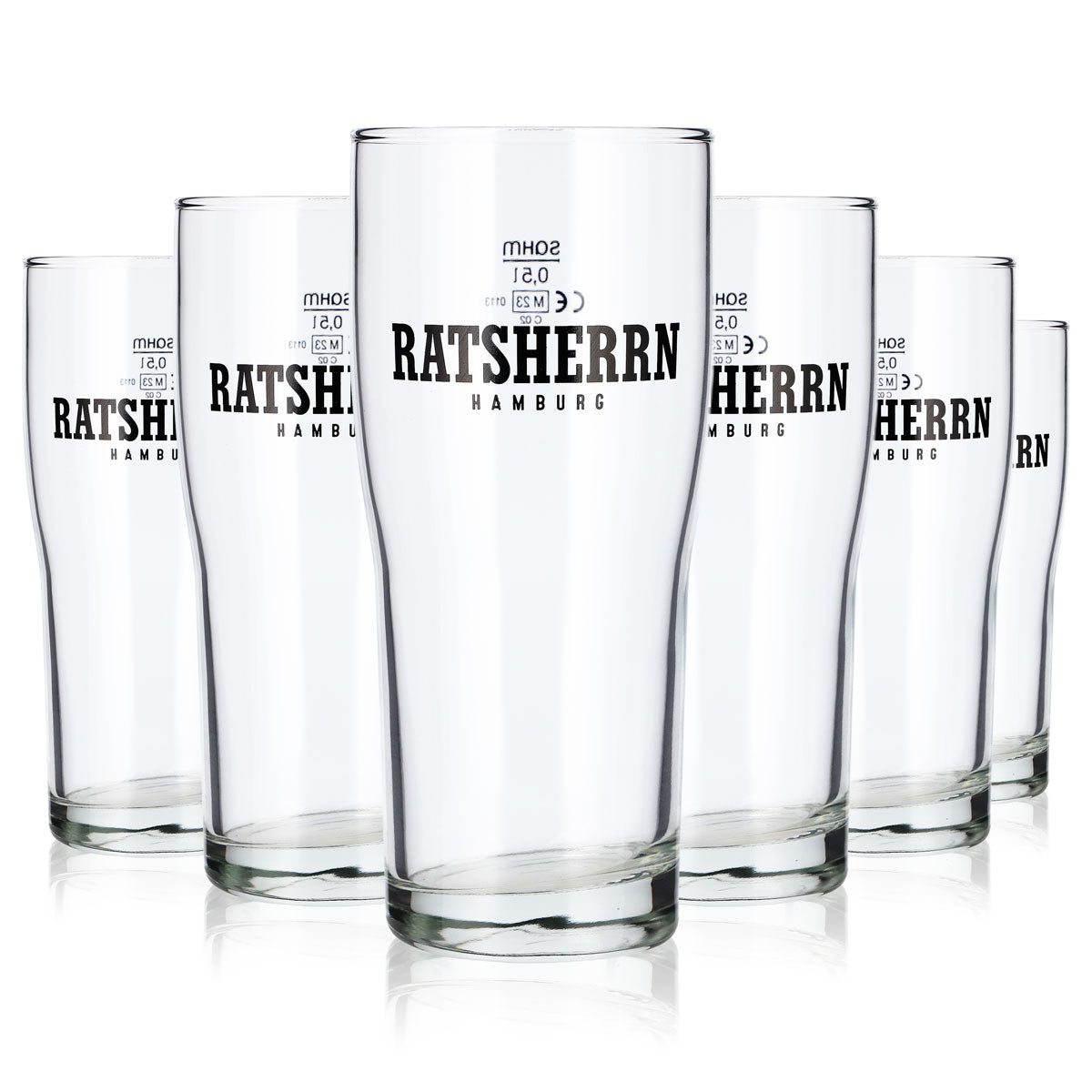 6x Ratsherrn Bier Glas 0,5l Becher Hamburg Brewhouse Sahm Bierglas (6er Set)